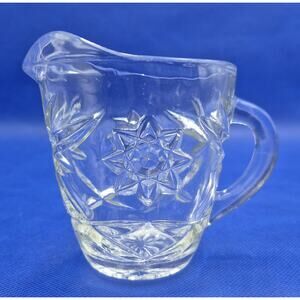 Vintage Anchor Hocking Star of David Clear Creamer Pitcher 4" Tall